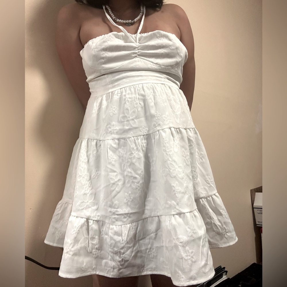 y2k cute magic strapless eyelet mini dress
